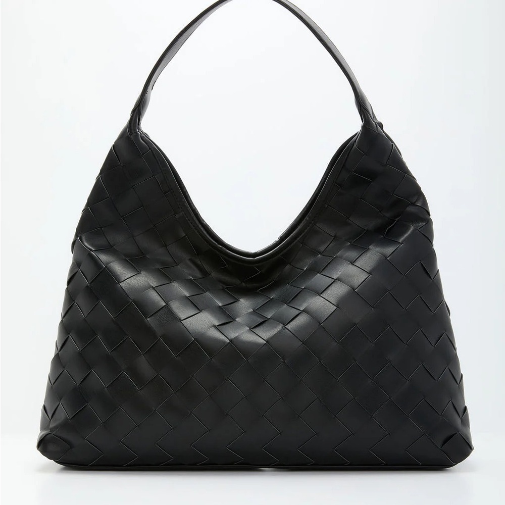 Vici Black Woven Shoulder Bag